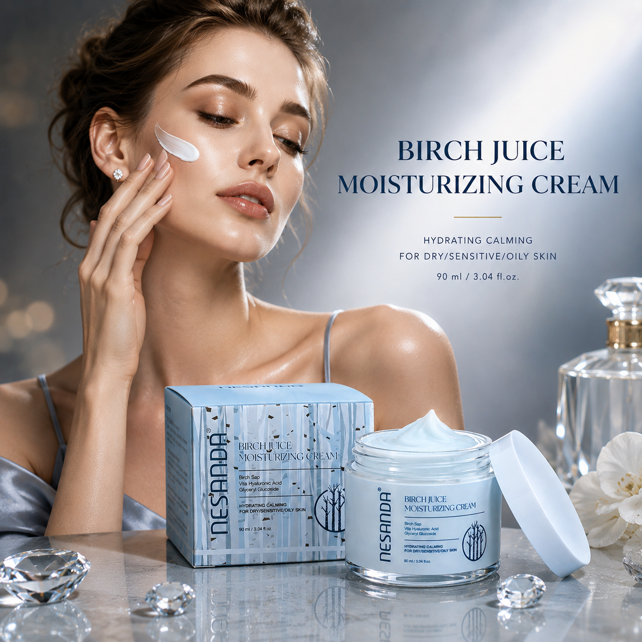 Birch Sap Hydrating Face Cream with Hyaluronic Acid – Daily Moisturizer for Dry & Sensitive Skin