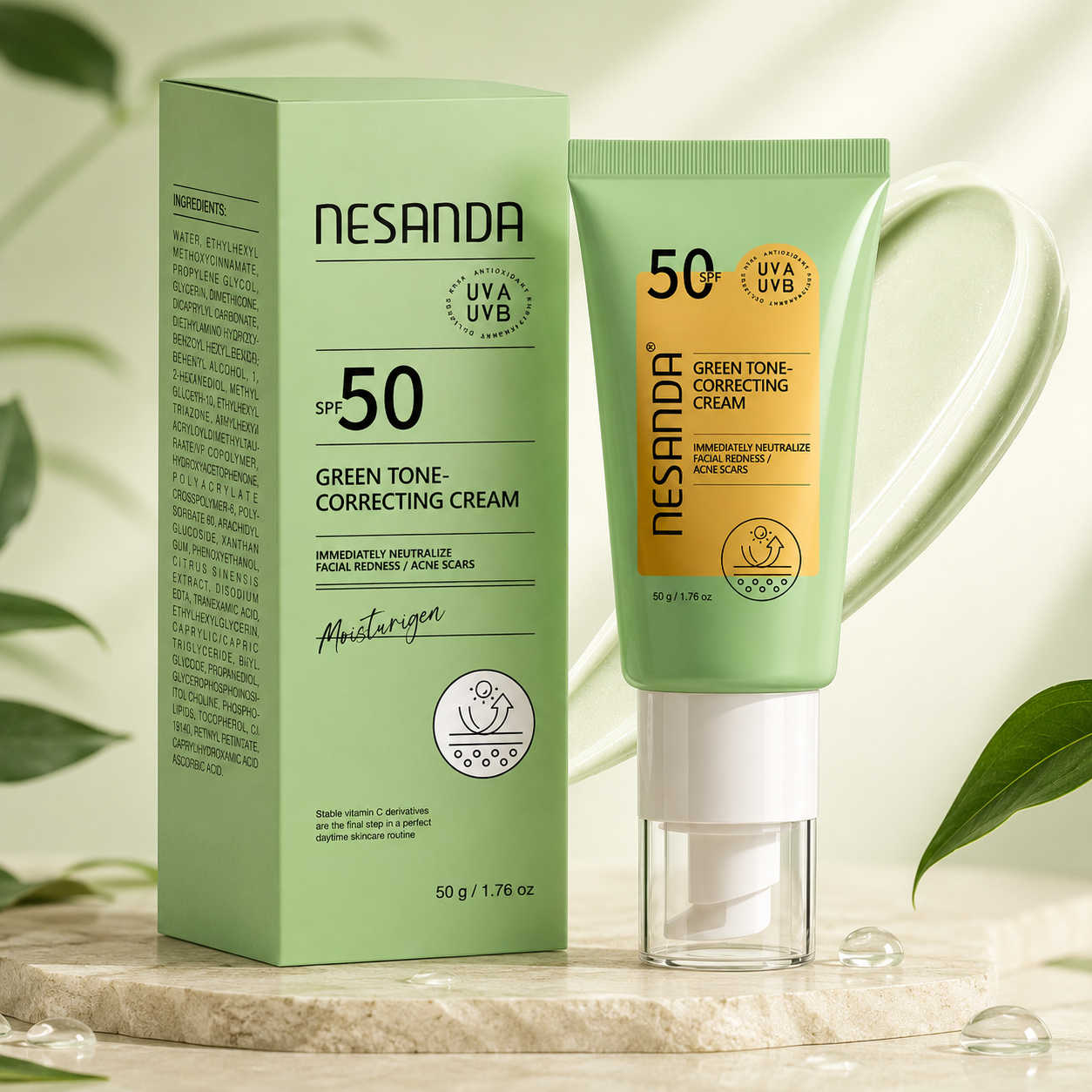 Green Tone-Correcting Moisturizer – Daily Face Cream for a More Even & Balanced-Looking Complexion