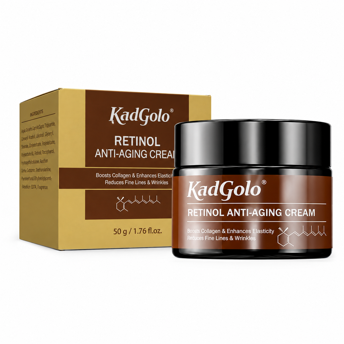 KadGolo facial cream product on a soft beige background