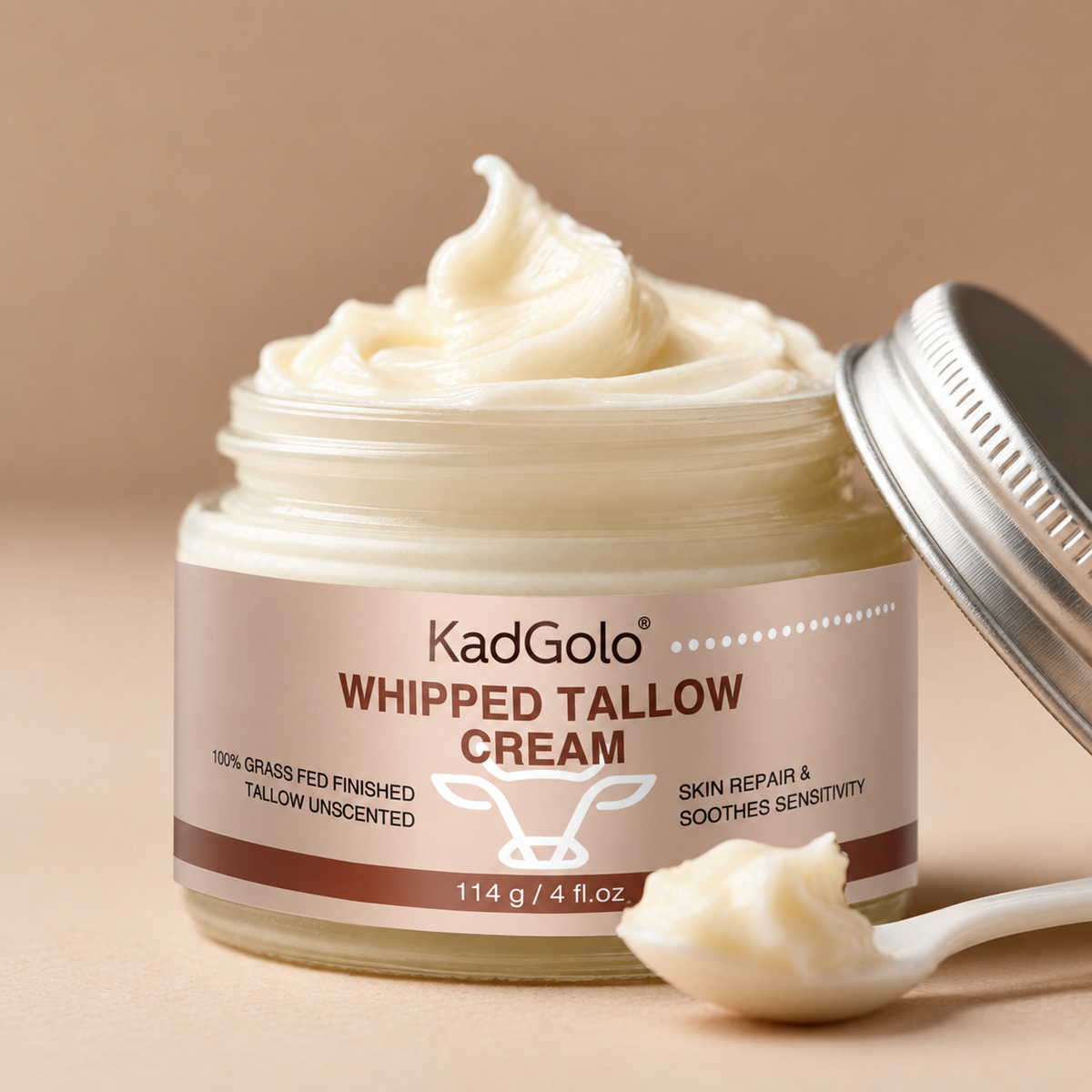 KadGolo Whipped Tallow Cream featuring beef tallow, lanolin and vitamin E ingredients