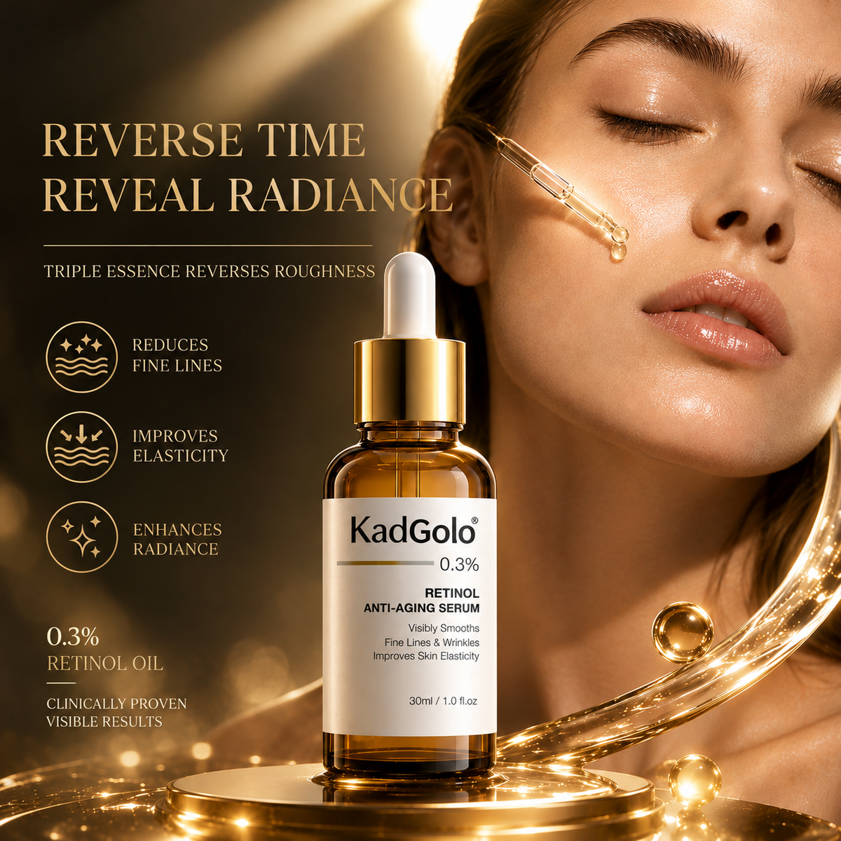 KadGolo facial serum with retinol and hyaluronic acid