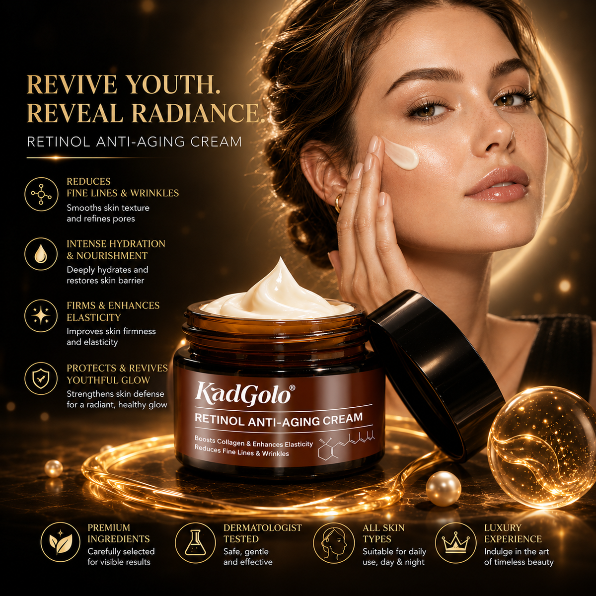 KadGolo retinol moisturizer with creamy texture